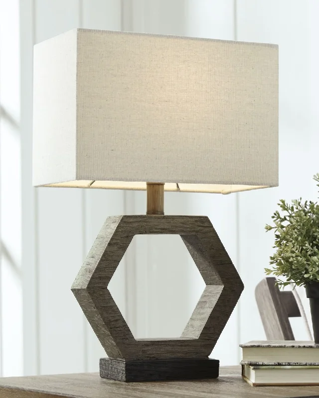 Marilu Poly Table Lamp (1/CN) Gray/Brown by Ashley Furniture