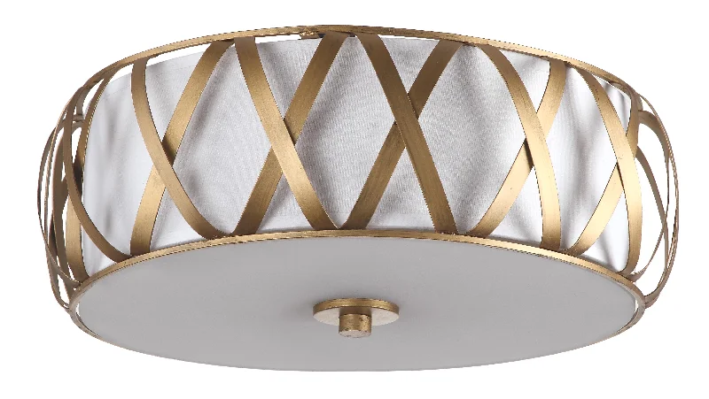 Safavieh Blanche 2 Light Antique Gold 15.4 Inch Dia Cross Flush Mount 15.375" x 15.375" x 6.125" Gold