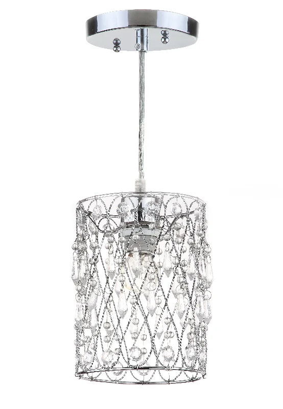 Safavieh Crowley Chrome Beaded 6 Inch Dia Adjustable Pendant 6" x 6" x 13 - 82" Chrome