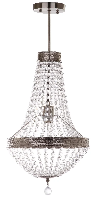 Safavieh Darlene Grand 1 Light 11.75 Inch Dia Pendant 11.75" x 11.75" x 26.25" Nickel