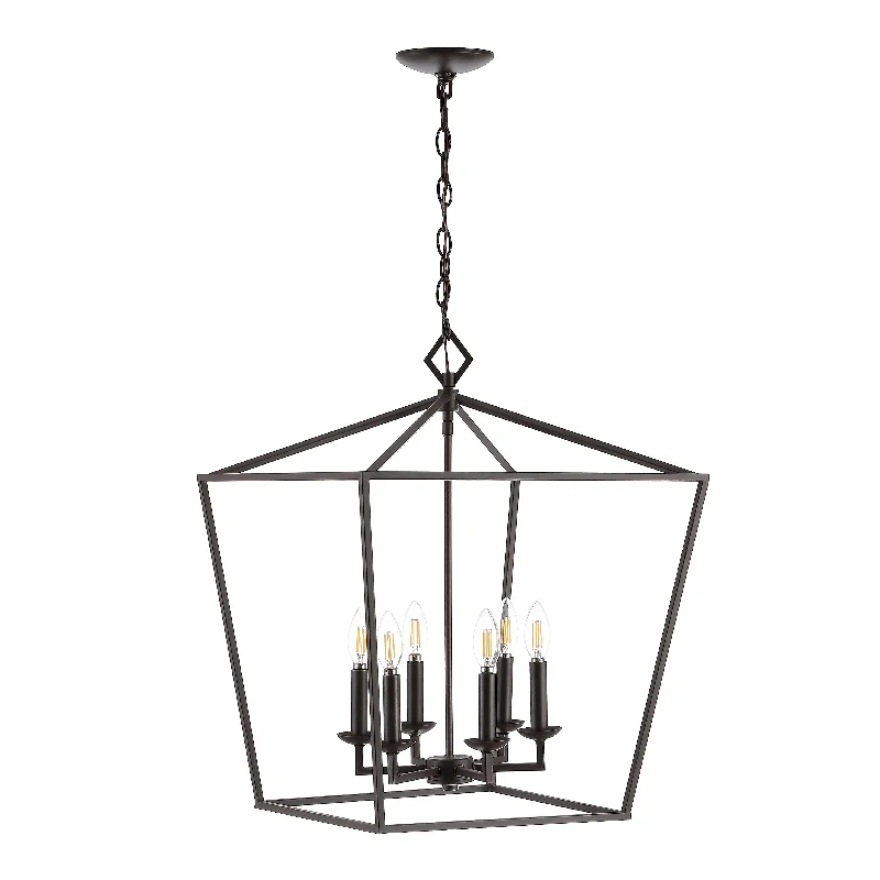 Safavieh Deena 6 Light Pendant 19" x 19" x 28.5 - 100.5" Black