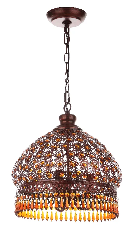 Safavieh Edward Jeweled 3 Light Bronze 13.5 Inch Dia Pendant 13.5" x 13.5" x 18.25 - 90.25" Brown