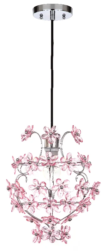 Safavieh Elvira Floral 1 Light 11.75 Inch Dia Pendant 11.75" x 11.75" x 16.5 - 88.5" Chrome