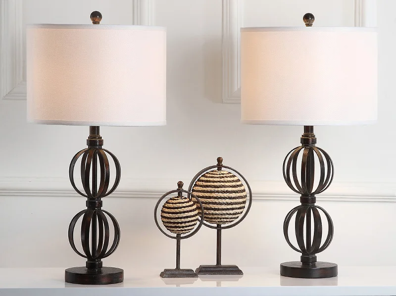 Safavieh Estill 27.75 Inch H Double Sphere Table Lamp 14" x 14" x 27.75" Black