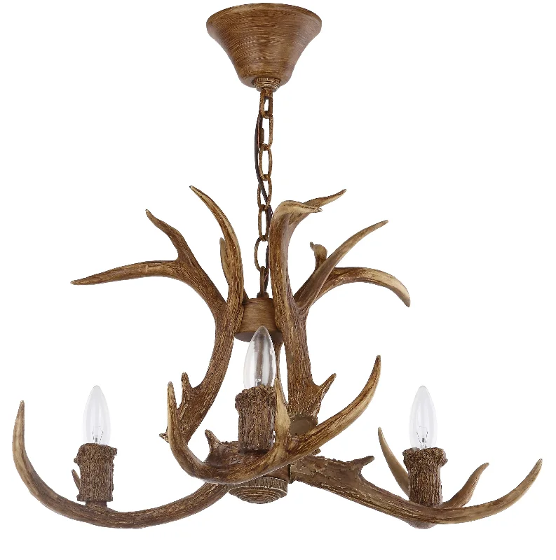 Safavieh Etren 21.5 Inch Dia Antler Chandelier 21.5" x 21.5" x 18 - 90" Brown