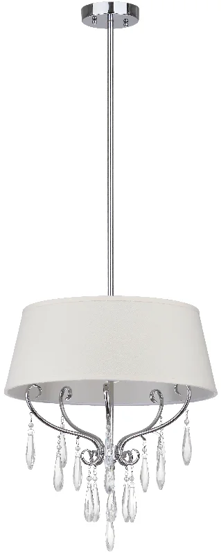 Safavieh Fairmont 3 Light Chrome Beaded 17 Inch Dia Adjustable Pendant 17" x 17" x 17868" Chrome