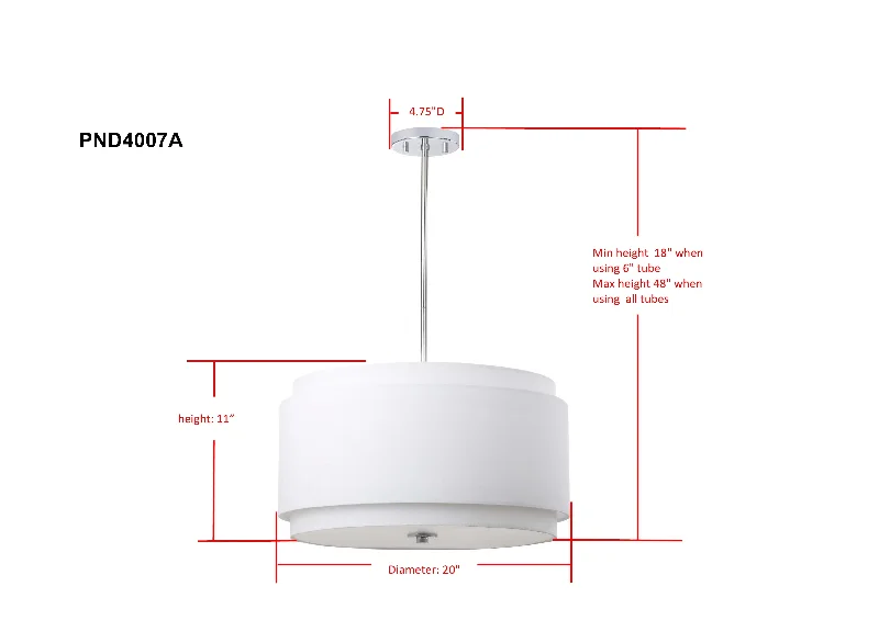 Safavieh Haley 3 Light 20 Inch Dia Adjustable Pendant 20" x 20" x 12 - 48" White