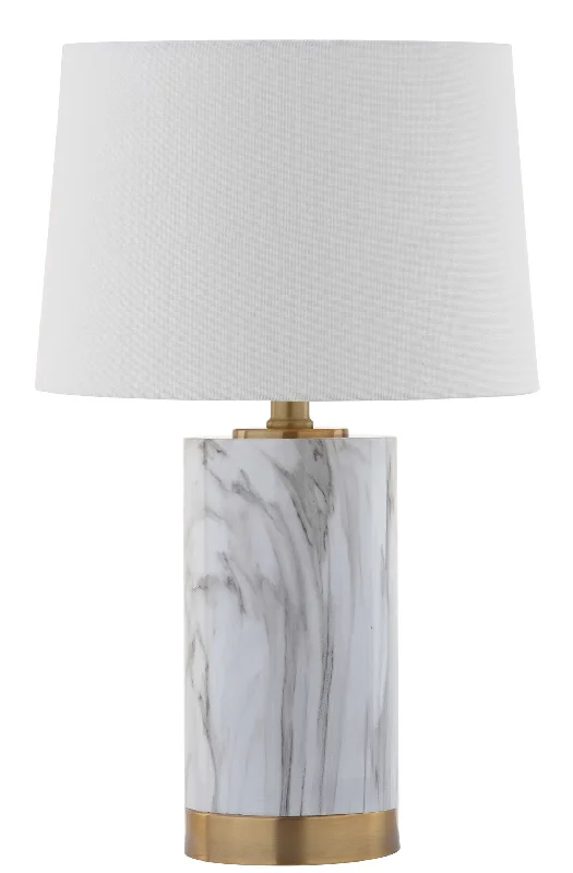 Safavieh Hensley Marble 18.25 Inch H Table Lamp 11" x 11" x 18.25" White