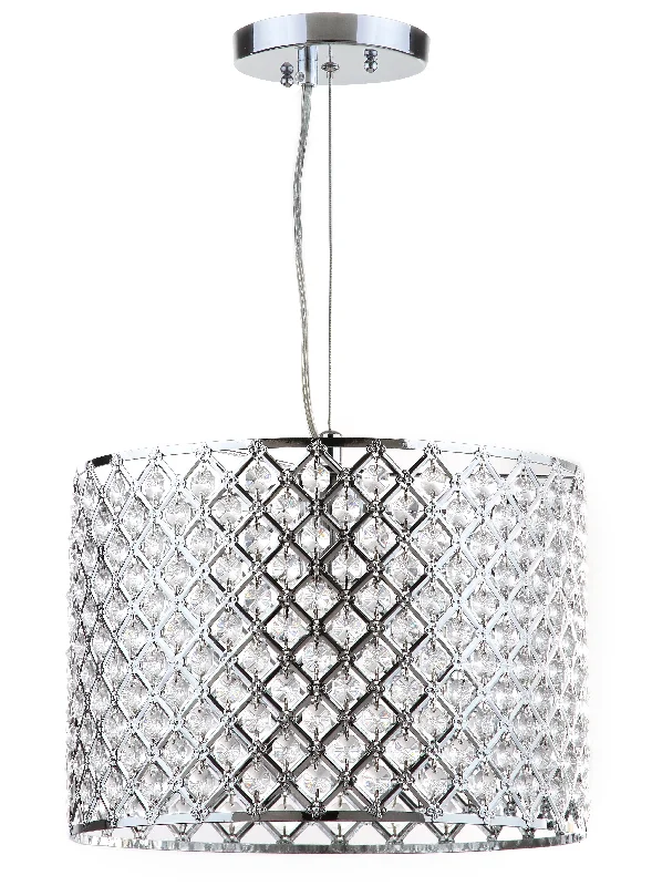 Safavieh Kimball Chrome Beaded 12 Inch Dia Adjustable Diamond Pendant 12" x 12" x 13 - 82" Chrome