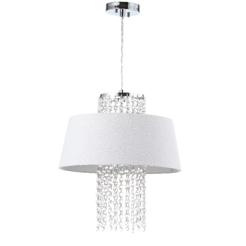 Safavieh Lombard 3 Light Chrome Beaded 16 Inch Dia Pendant 16" x 16" x 12.75 - - - 78.75" Chrome