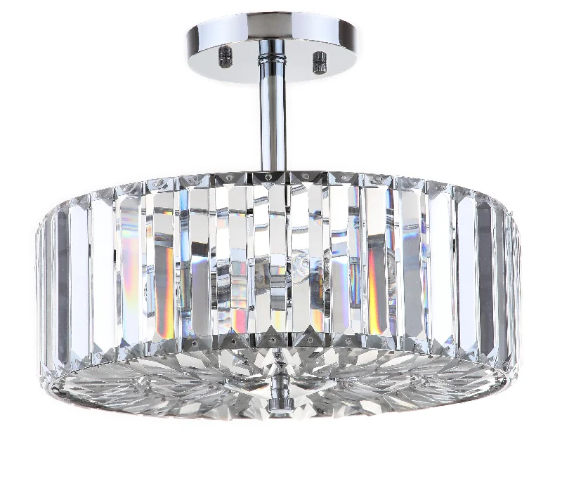 Safavieh Lucero 3 Light Chrome 13.5 Inch Dia Ceiling Light 13.5" x 13.5" x 10.75" Chrome