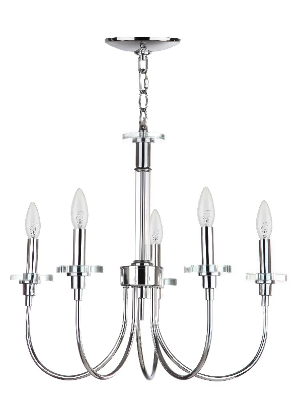 Safavieh Millard 5 Light Chrome 21 Inch Dia Adjustable Chandelier 21" x 21" x 22 - 94" Chrome