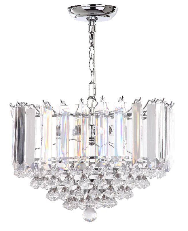 Safavieh Priscilla 2 Light Chrome 16.5 Inch Dia Glass Pendant 16.5" x 16.5" x 16.25 - 88.25" Chrome