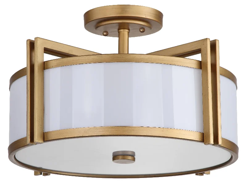 Safavieh Sterling Grey 3 Light Antique Gold 17 Inch Dia Semi Flush 17.125" x 17.125" x 10.25" Gold