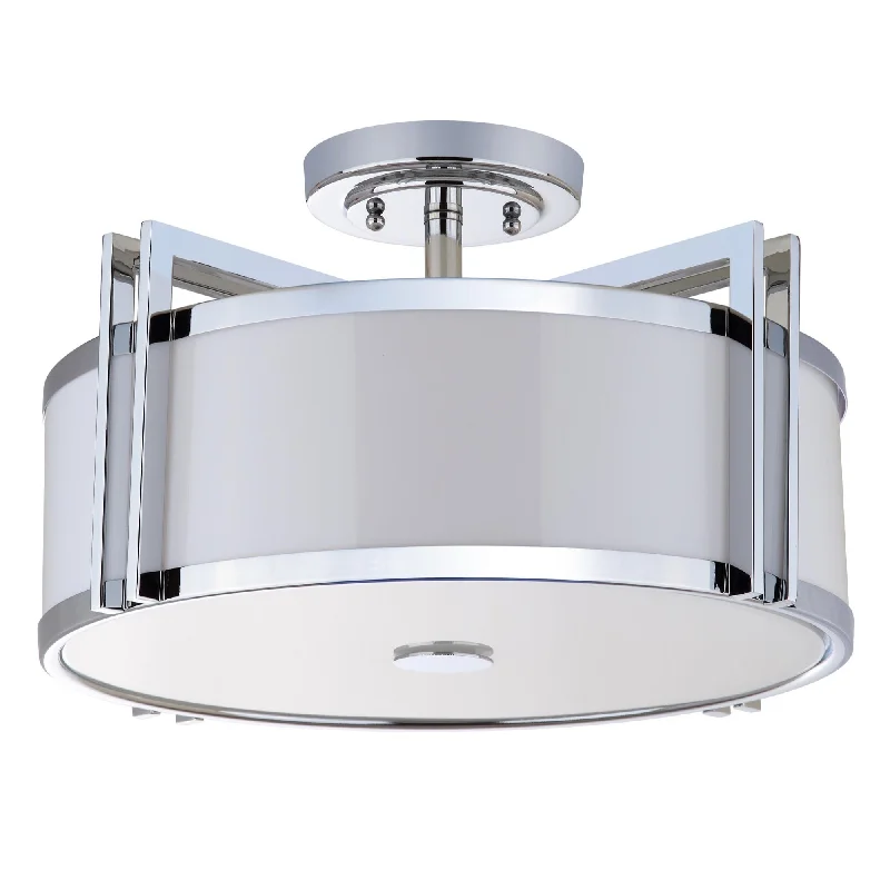 Safavieh Sterling Grey 3 Light Chrome 17 Inch Dia Semi Flush 17.125" x 17.125" x 10.25" Chrome