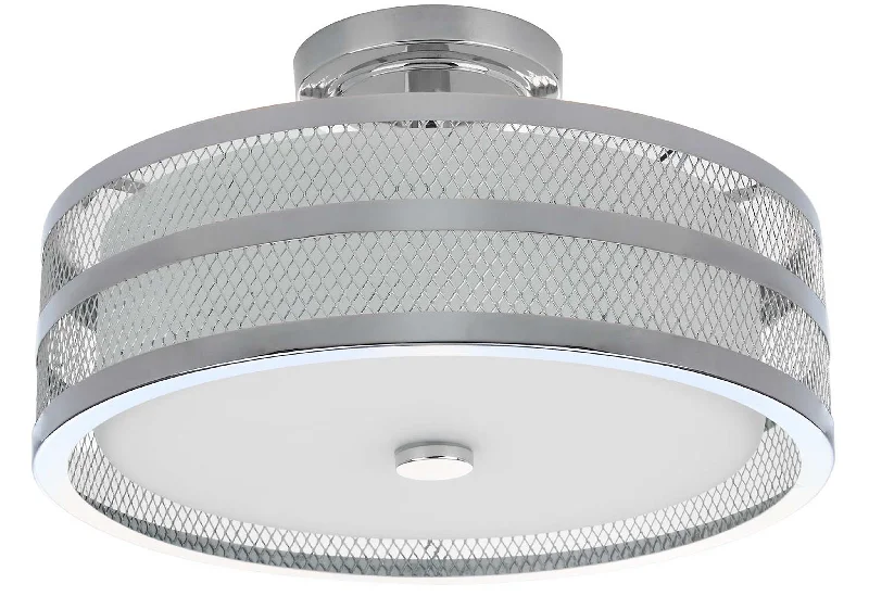 Safavieh Times 3 Light Chrome 15.75 Inch Dia Veil Semi Flush 15.75" x 15.75 " x 9.625" Chrome