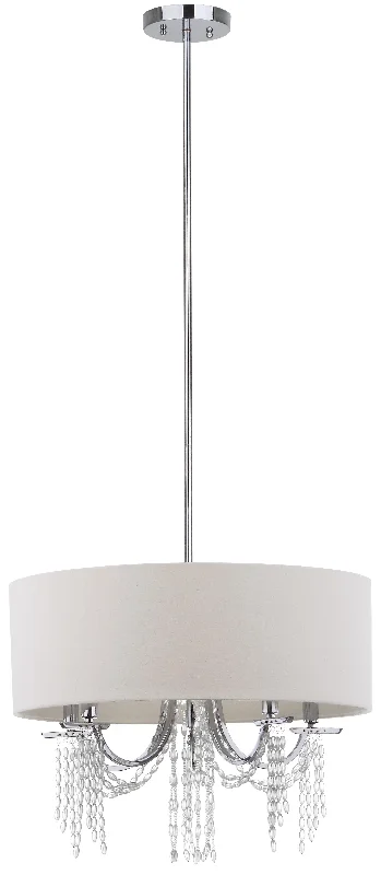 Safavieh Venezia 5 Light Chrome Beaded 22 Inch Dia Adjustable Pendant 22" x 22" x 13.25 - - - 49.25" Chrome