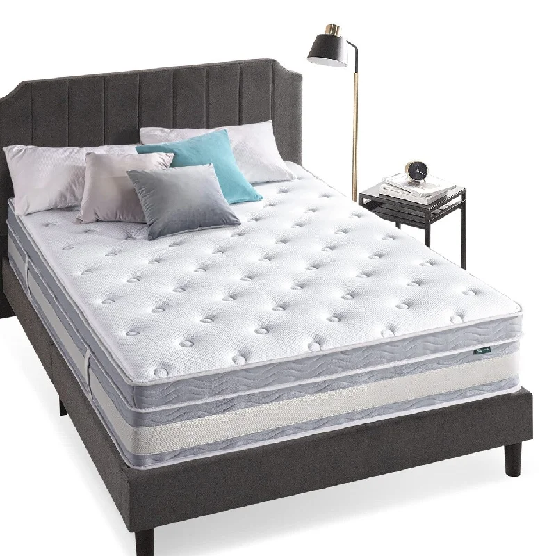 14 Inch Comfort Support Cooling Hybrid Quilted Mattress, Pocket Innersprings for Motion Isolation, Edge Support, Queen