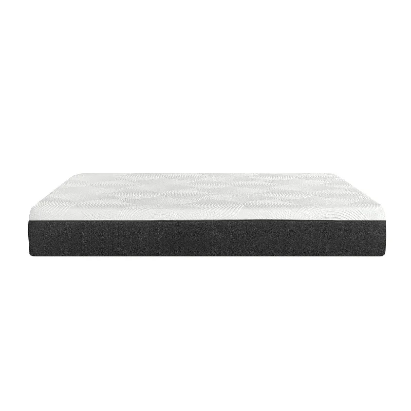 14-inch Medium Cool Gel Memory Foam in a Box Mattress in White and Grey