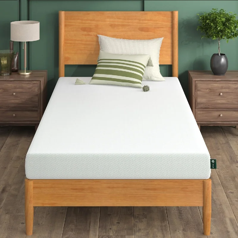 6 Inch Green Tea Memory Foam Mattress, Fiberglass Free, Patented Custom Contour Support, Sturdy Base Foam, Bed-in-a-box