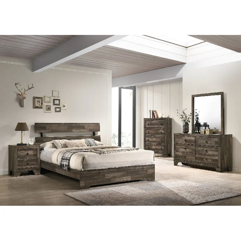 Annis 4 Piece Brown Rustic Platform Bedroom Set