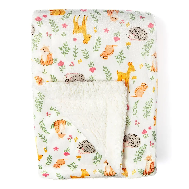 Baby Girls Fawn Pattern Mink Sherpa Blanket