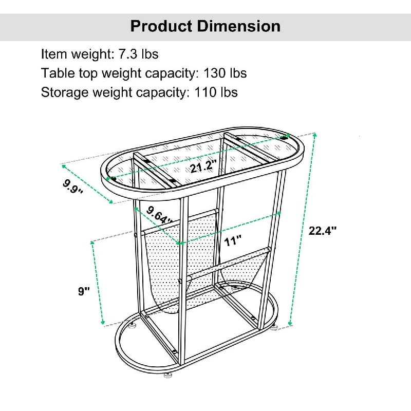 Bedroom Nightstand Storage Side Table, Oval Living Room Storage Rack, Living Room Coffee Table Magazine Storage Rack