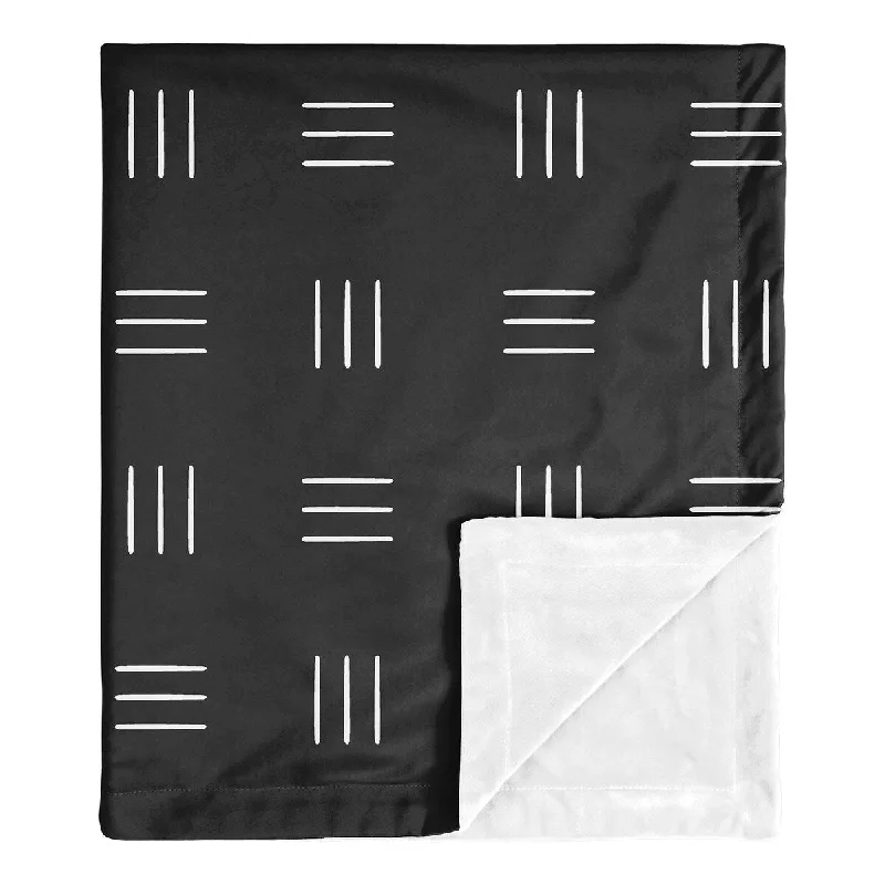 Black and White Boho Mudcloth Baby Receiving Security Swaddle Blanket Bohemian Woodland Tribal Southwest Geometric Hatch