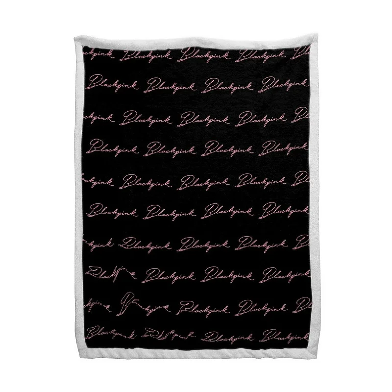 Black Pink Sherpa Back Blanket 60" x 90"