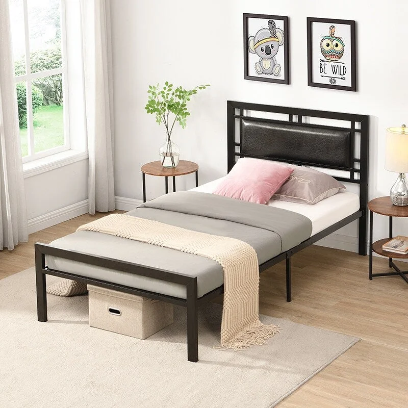 Black Twin SizeStylish Metal Bed Frame with Modern Design