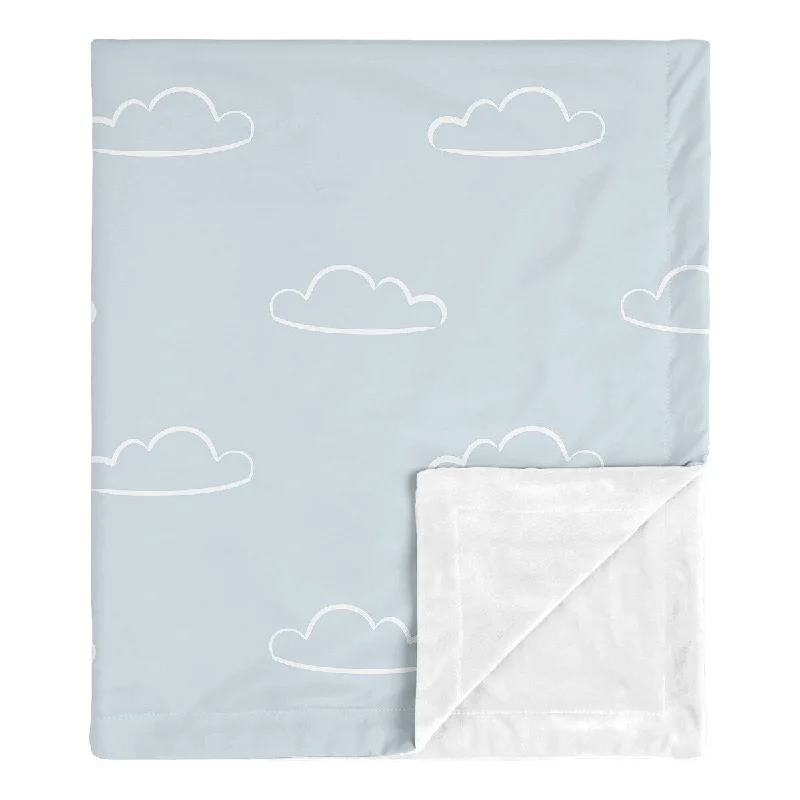 Blue Clouds Boy Baby Receiving Security Swaddle Blanket - Slate White Cloud Sky for Vintage Airplane Aviator Aviation Collection