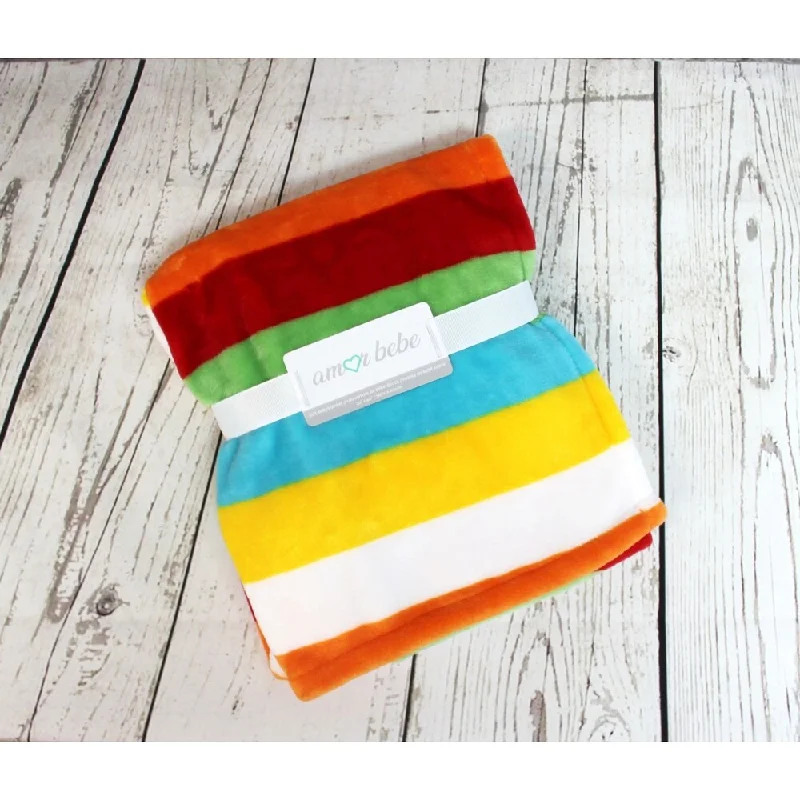 Bright Stripes Coral Fleece Baby Blanket