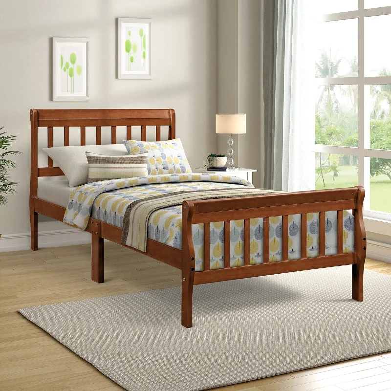 Brown Twin SizeSolid Wood Platform Bed