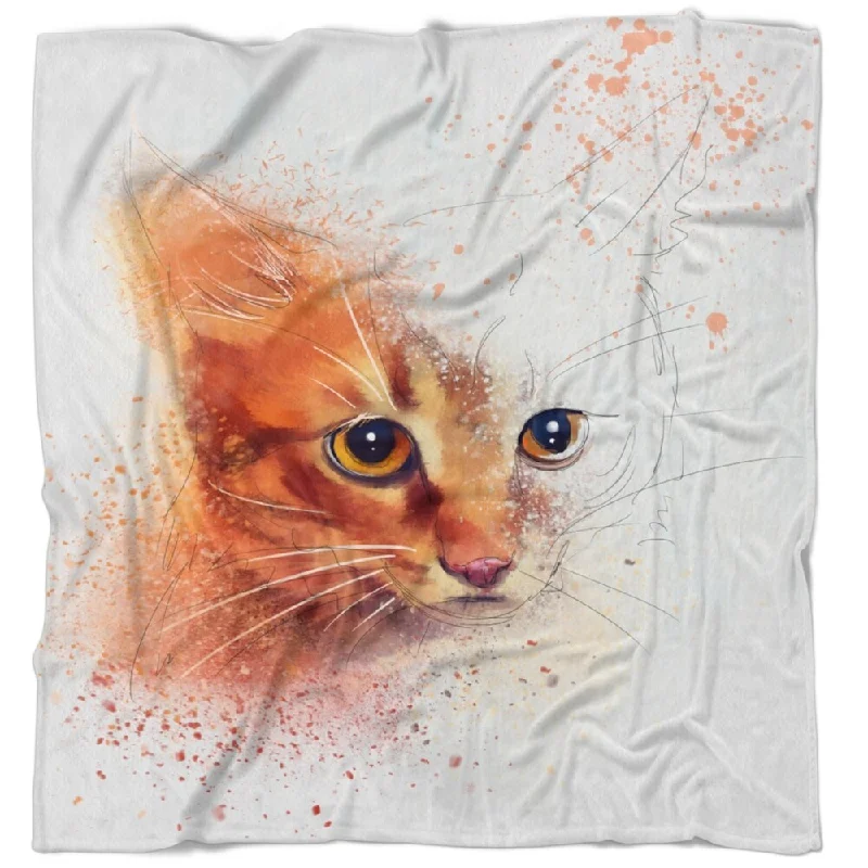 Designart 'Beautiful Brown Kitten Watercolor' Animal Throw Blanket