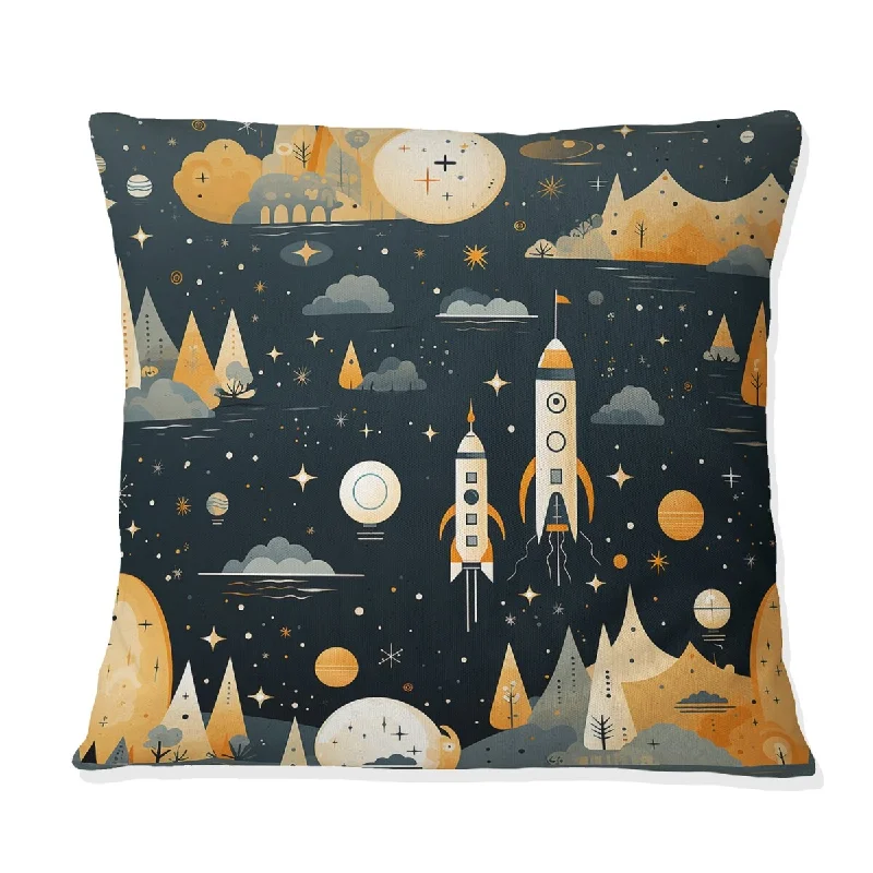 Designart "Space Rocket For Kids Bedroom I" Kids Bedroom Printed Throw Pillow