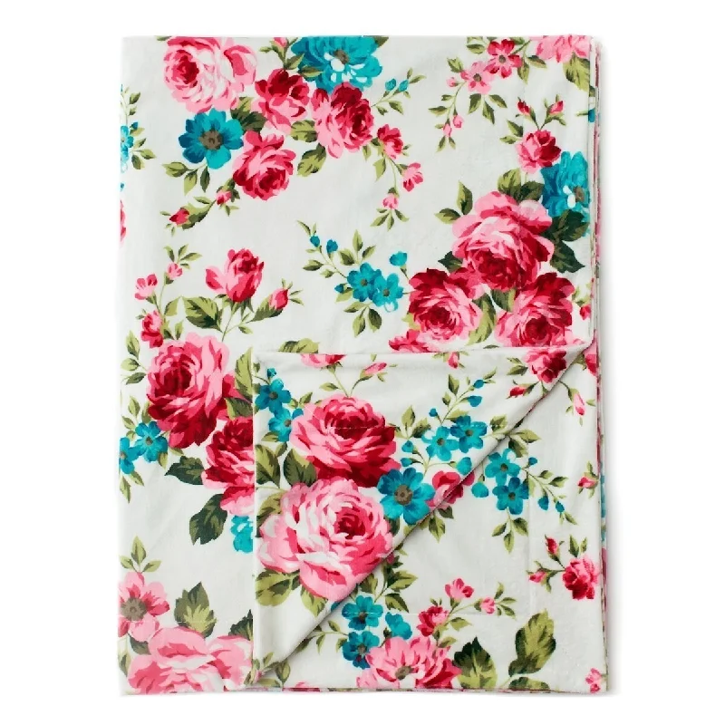 Minky Baby Blanket 30" x 40" - White Floral