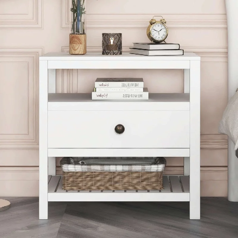 Modern Wooden Nightstand with Drawers Storage for Living Room/Bedroom