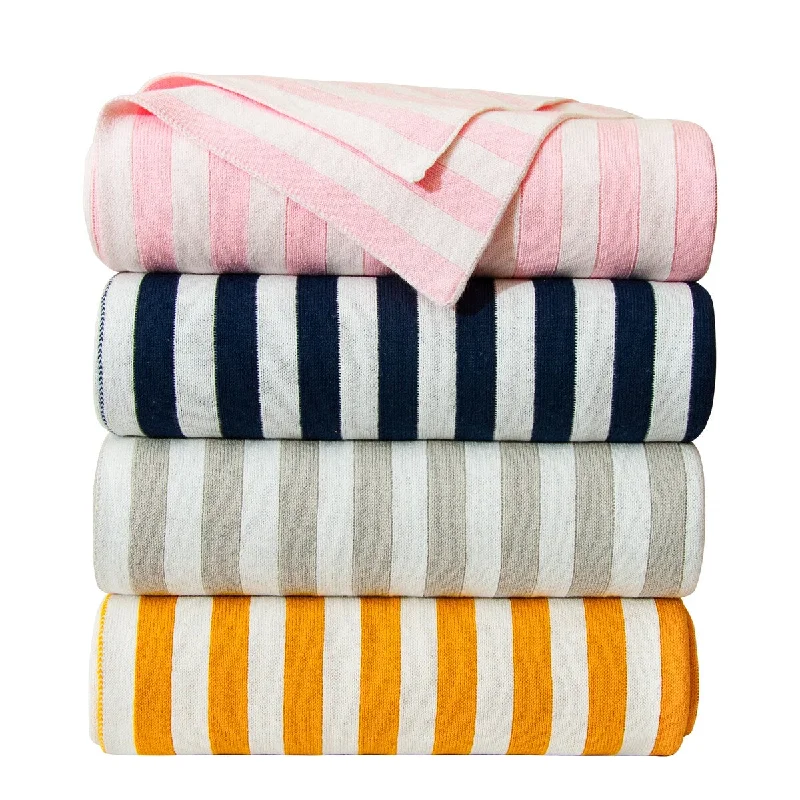 NTBAY Soft Hypoallergenic Cotton Cable Knit Baby Blanket, Warm and Cozy Travel Blanket-Stripe and Diamond Pattern (30" x 40")