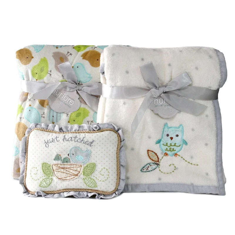 Nurture Owl and Nesting Birdies Blanket Gift Set