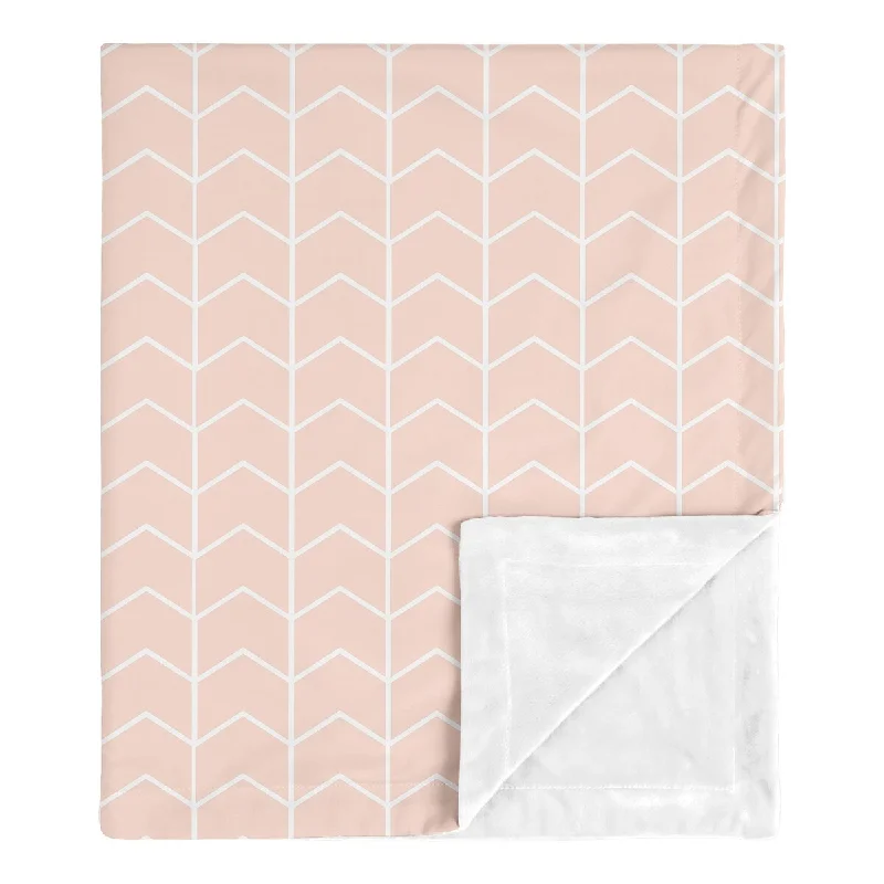 Pink Chevron Arrow Girl Baby Receiving Security Swaddle Blanket - Blush and White Watercolor Elephant Safari Collection