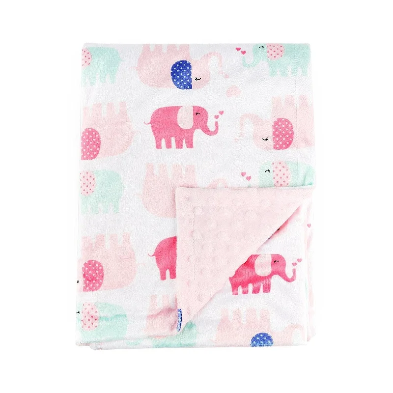 Pink Elephant Baby Blanket Super Soft Minky