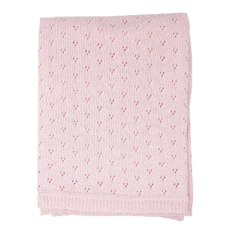 Pointelle Layette Baby Blanket, Pink