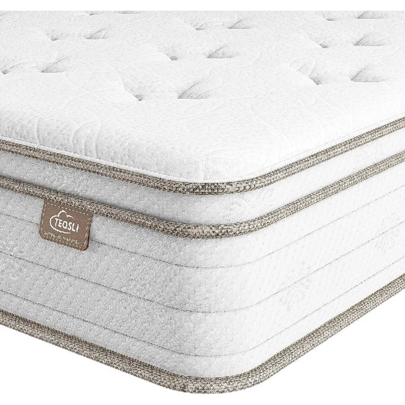 Queen Mattress 12 Inch, Cool Eggshell Memory Foam and 7 Zone Pocket Innerspring Hybrid Mattress in a Box