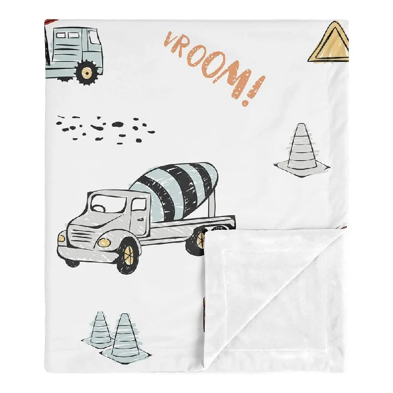 Sweet Jojo Designs Construction Truck Boy Baby Receiving Security Swaddle Blanket - Grey Yellow Red Blue Transportation