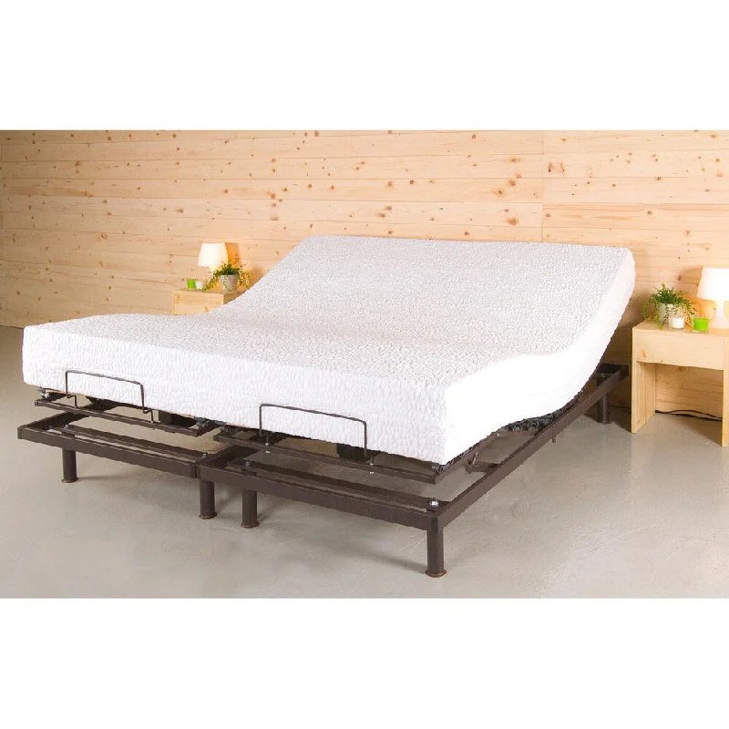 T-Motion Adjustable Dual Firmness Reversible 10-inch Queen-size Foam Mattress - White and Oak