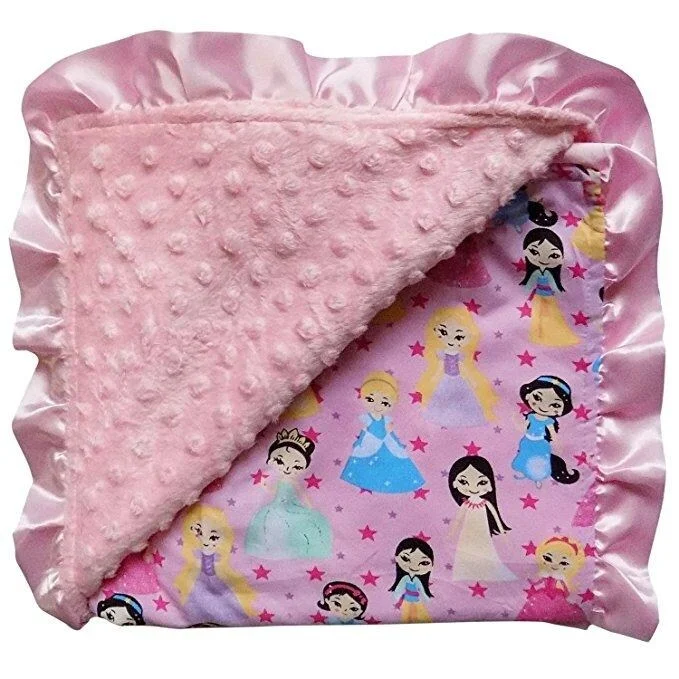 Textured Minky Dot Baby Infant Toddler Blanket with Satin Trim