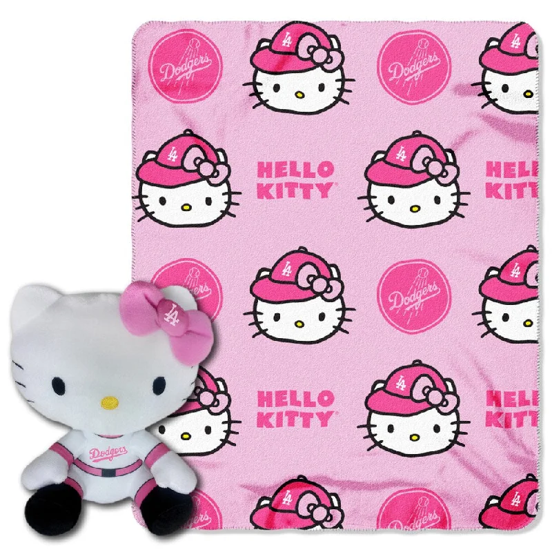 The Northwest Co COK 027 Dodgers Hello Kitty Multicolor Polyester Plush Figure with Throw - Multi