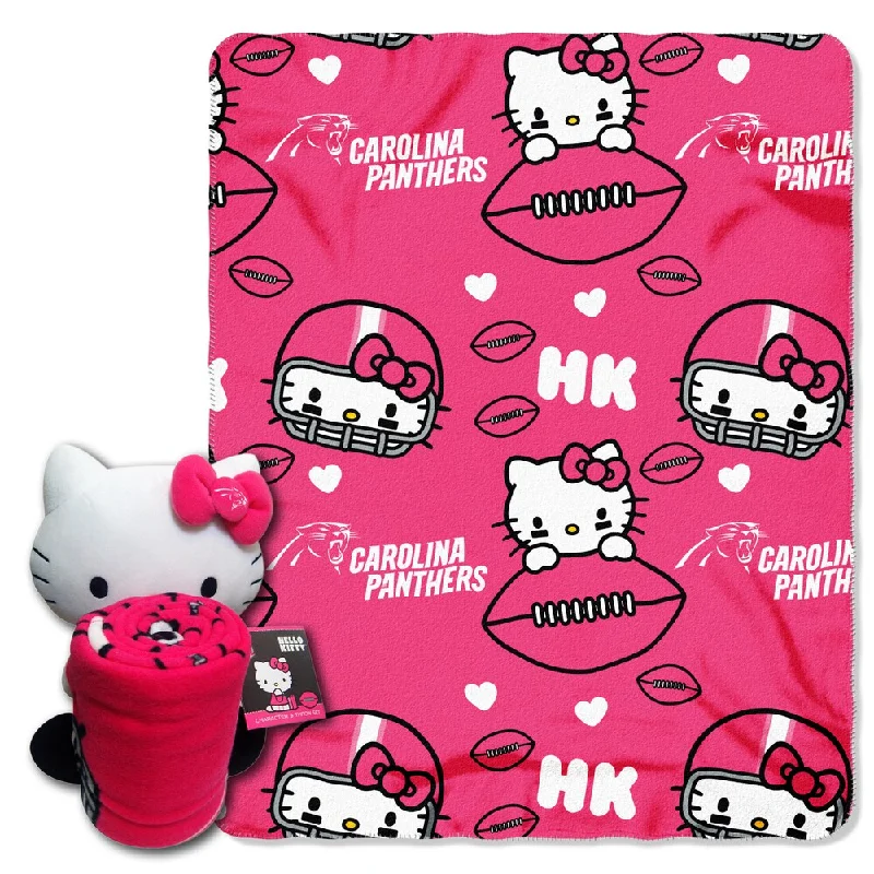 The Northwest Co COK 027 Panthers Hello Kitty Throw with Hugger - Multi