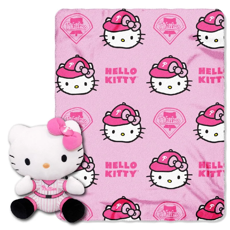 The Northwest Co COK 027 Phillies Hello Kitty Multicolor Polyester Plush Figure with Throw - Multi