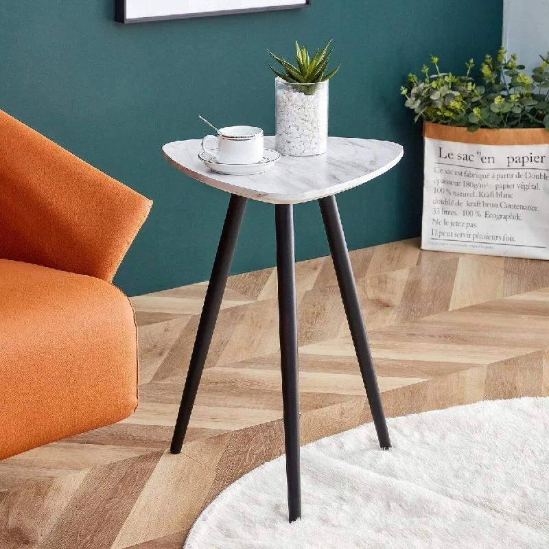 Triangular Side Table Coffee Table with Metal Legs for Bedroom Living Room Office, Minimalist Entry Table Lamp Table